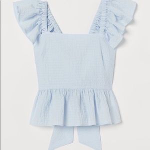 Sky Blue Tie Back Ruffle Top